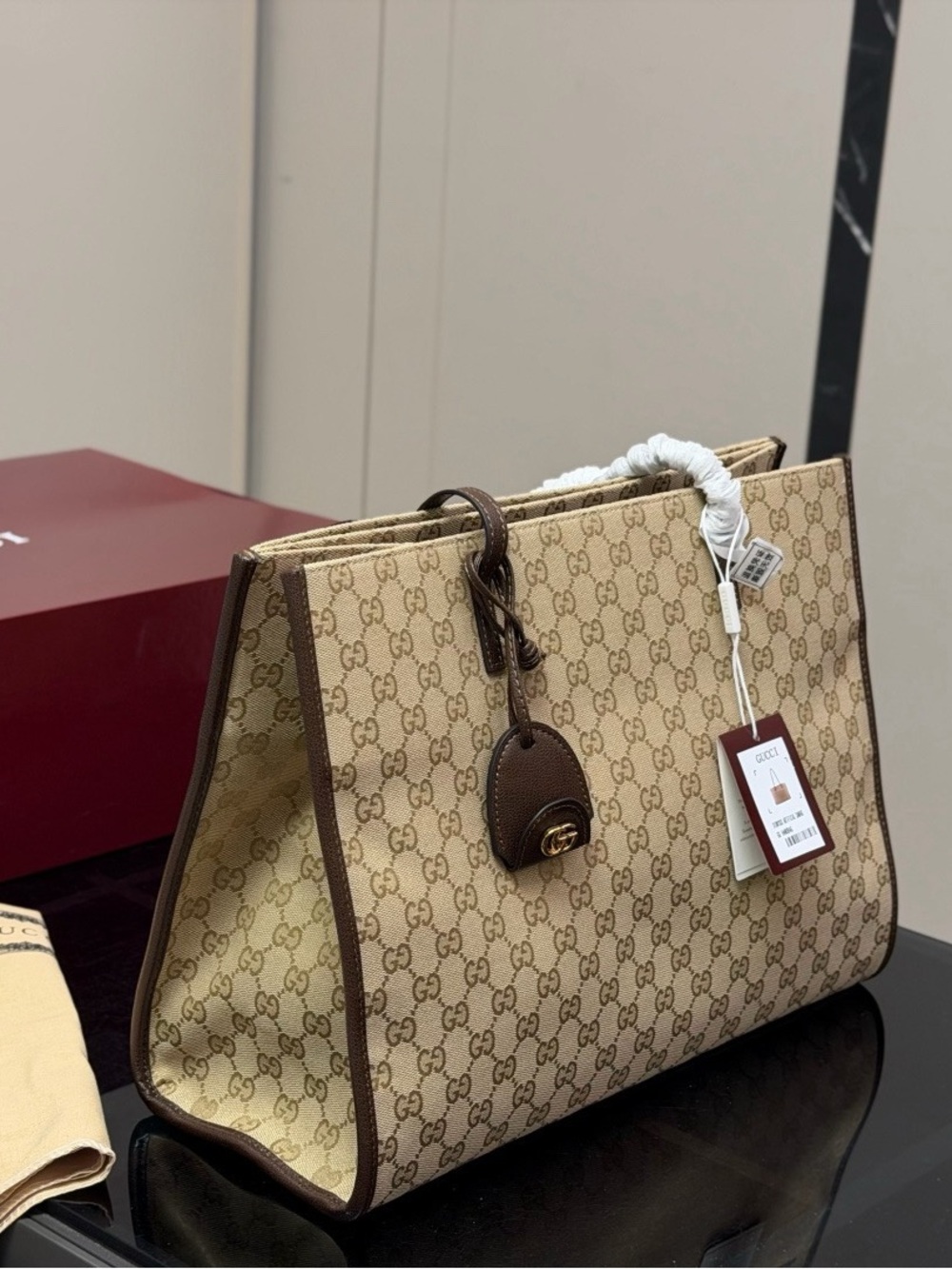 Gucci Beige and Brown GG Supreme Canvas Tote